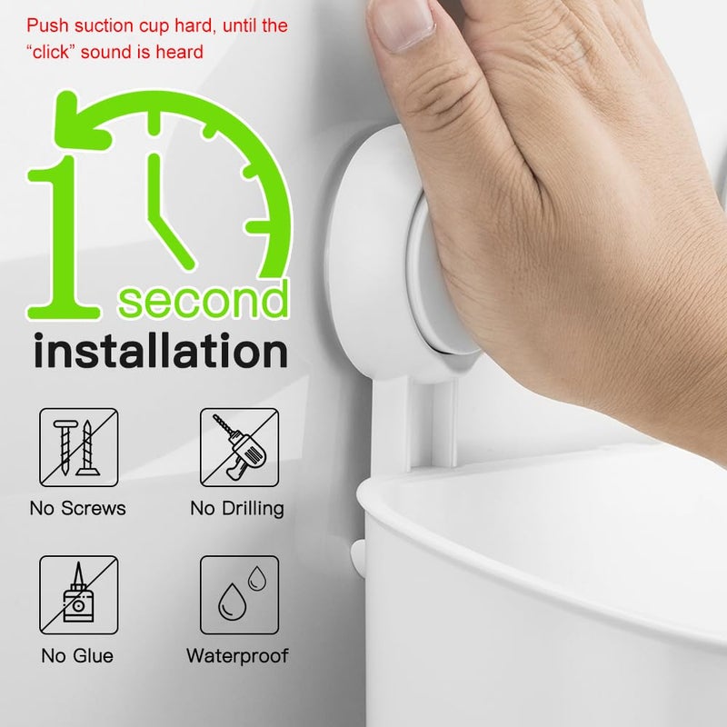 LUXEAR Shower Caddy Suction Cup NO-Drilling Removable Shower Shelf Powerful Heavy Duty Hold up to 22lbs, Waterproof Storage Basket for Shampoo & Toiletries Bathroom & Kitchen Caddy Organizer - Image 4